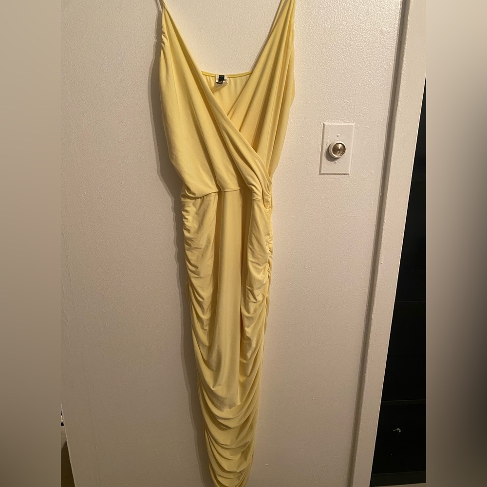 Women Yellow Rigged Dress